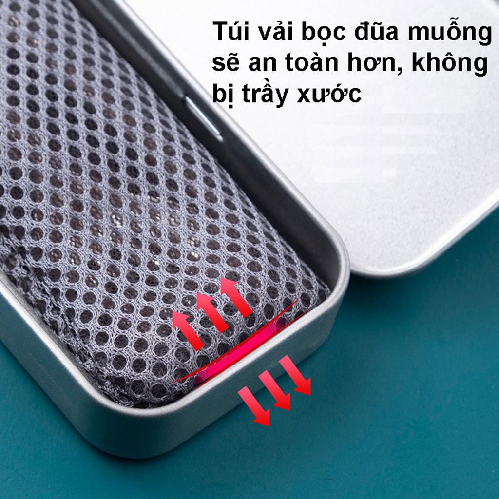 Bộ Muỗng Đũa Cá Nhân Thép Không Gỉ Dùng Cho Văn Phòng, Đi Cắm Trại Dã Ngoại Phù Hợp Cho Nam Và Nữ - TẶNG TÚI CHỐNG SỐC