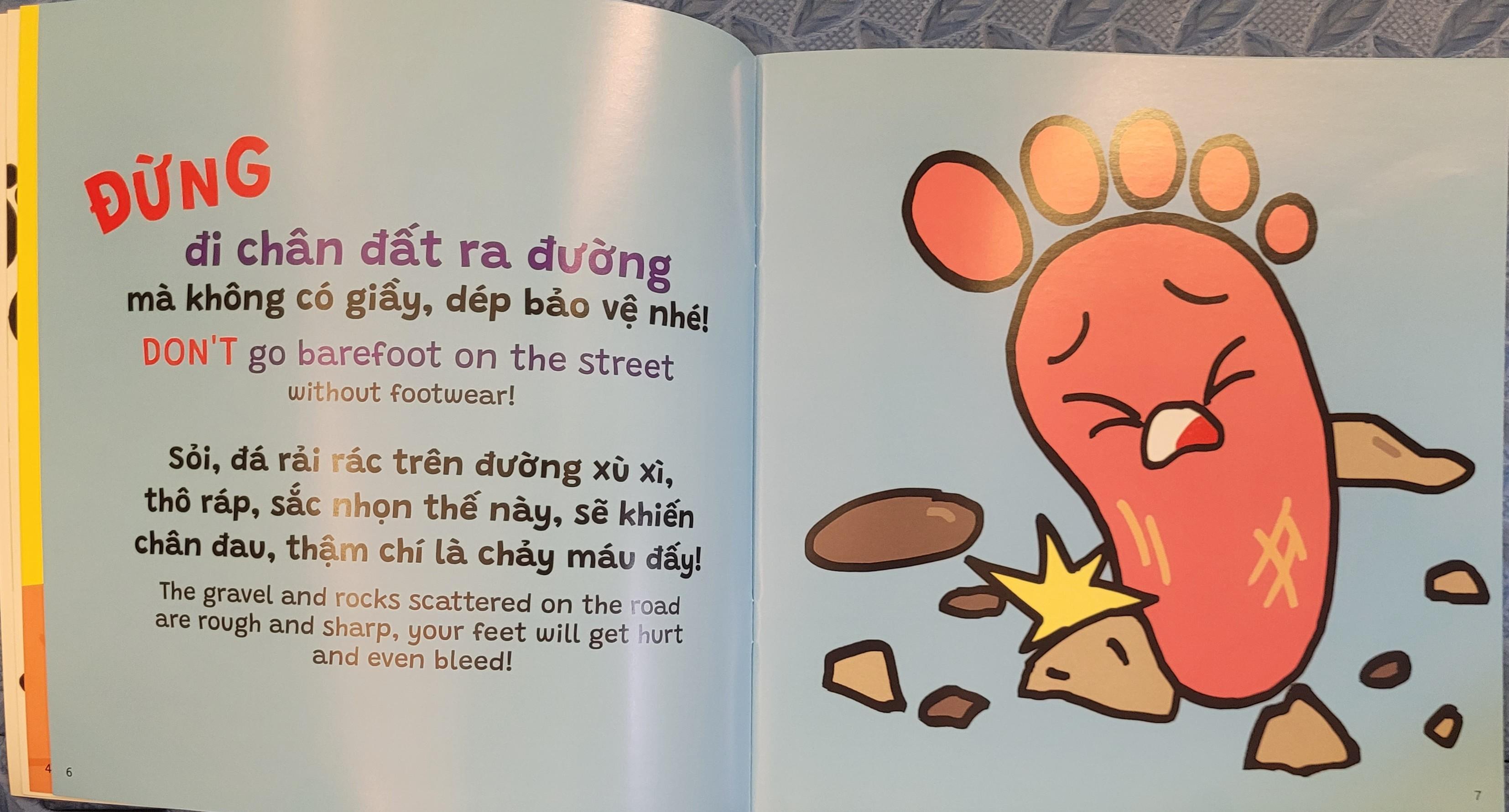 Sách Ehon Miu Bé Nhỏ Phần 4 Song Ngữ - Miu Bé Nhỏ Đừng Đi Chân Đất Nhé