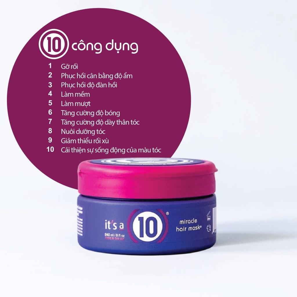 Mặt nạ ủ tóc It's a 10 Miracle Hair Mask phục hồi tăng cường độ bóng 240ml/517ml + Gội xả gói Karseell 15ml