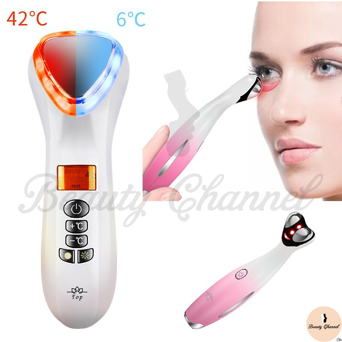 Búa Điện Di Massage Mặt Làm Đẹp Da Nóng Và Lạnh Photon Ánh Sáng Đỏ - Xanh Dương Kèm Máy Massage Làm Đẹp Mắt RF Thế Hệ Mới - Giảm Mệt Mỏi - Quầng Thâm - Làm Mờ Nếp Nhăn