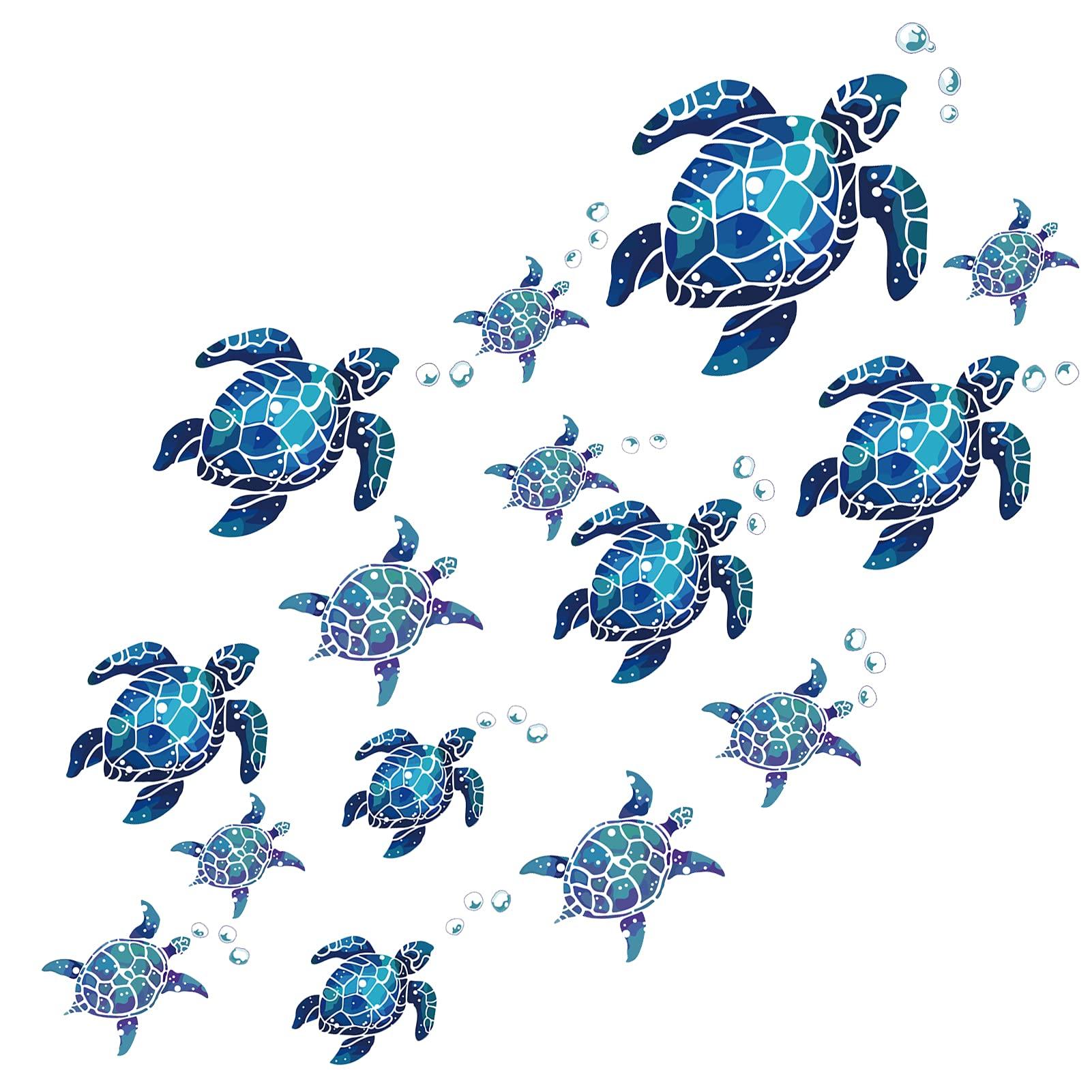 24 miếng dán tường vinyl rùa biển, hình xăm tường rùa dưới nước