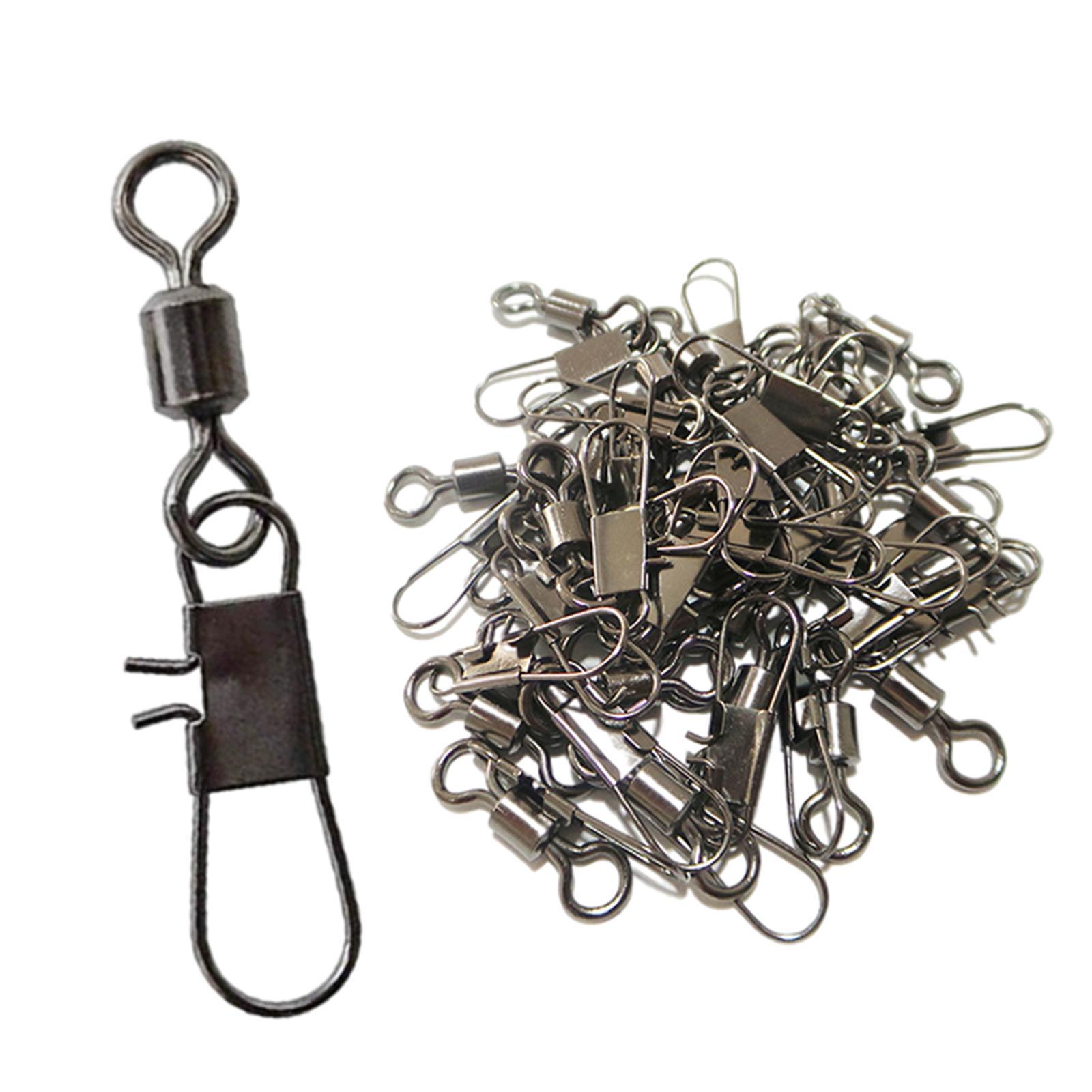 100Pcs Fishing Swivels  Snaps Fishing Line Connector Clips Tackles