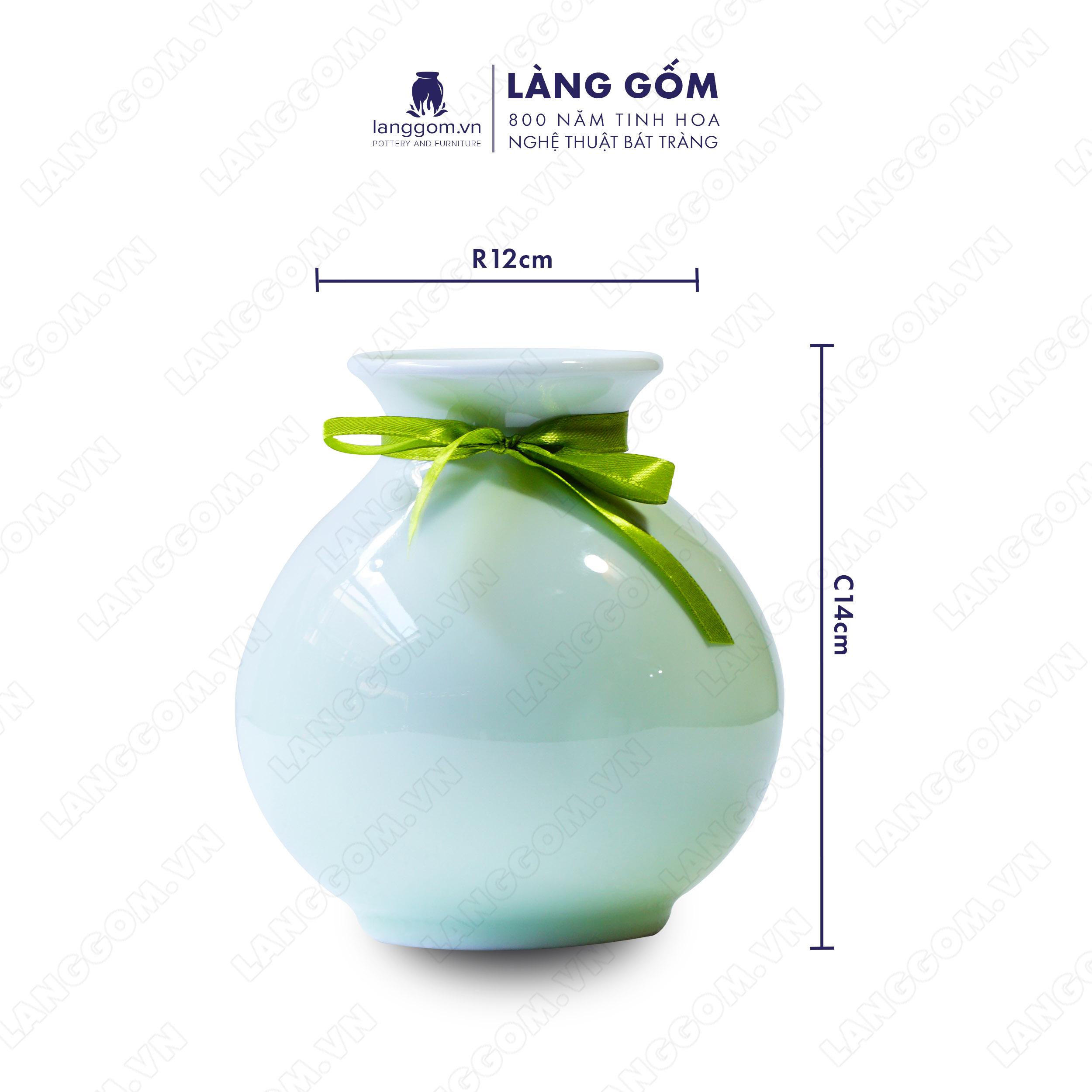 Bình hoa, lọ hoa Gốm sứ Bát Tràng cao cấp Men ngọc vô trên nhỏ dùng làm quà tặng, trang trí - Làng Gốm Bát Tràng