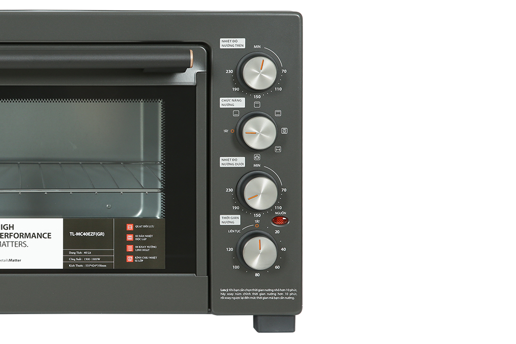 Lò nướng Toshiba TL-MC40EZF 40 lít - Công suất 1800W - Hàng chính hãng - Bảo hành chính hãng 12 tháng - Chất lượng Nhật Bản