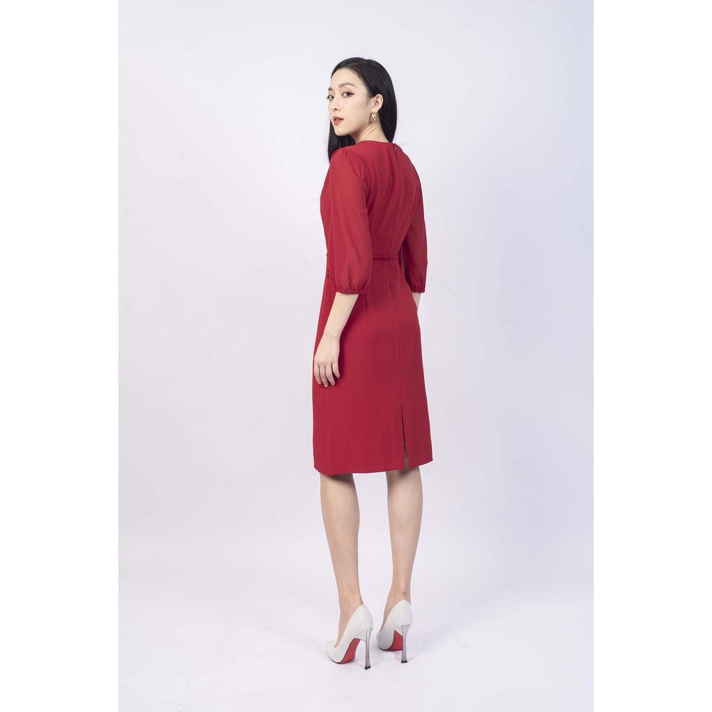 Đầm thêu hoa cổ tròn, dáng chữ A MMOutfit M-DA060521251