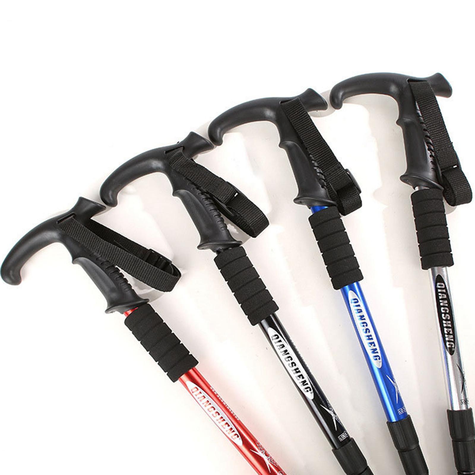 Aluminum Telescopic Elderly Walking Cane Anti Rust Anti Slip Rubber Handle Black