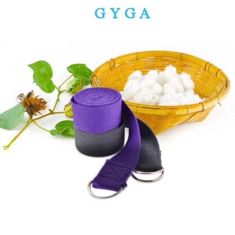 Dây đai yoga cotton dài 1,8m nhiều màu sắc có khoá kim loại có thể điều chỉnh hỗ trợ an toàn không trơn trượt GYGA