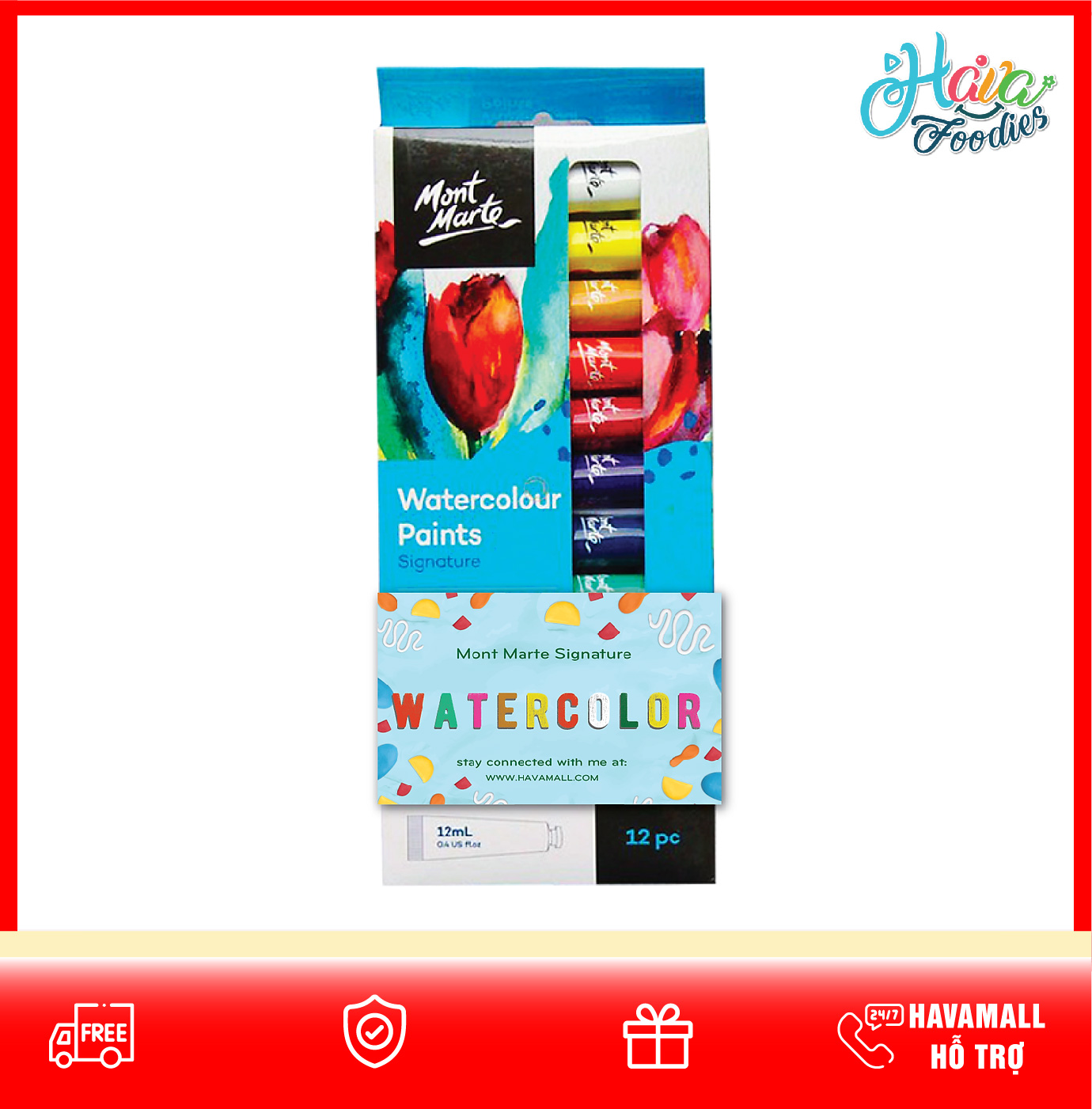Bộ Màu Nước Water Colour Paint 12 Cái Mont Marte