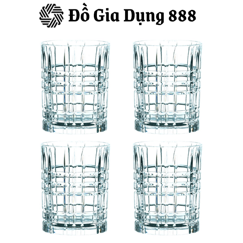 Set 4 Cốc Pha Lê NATCHMANN Square 101050 Whisky Glass, Dung Tích 345ml, Nhập Đức