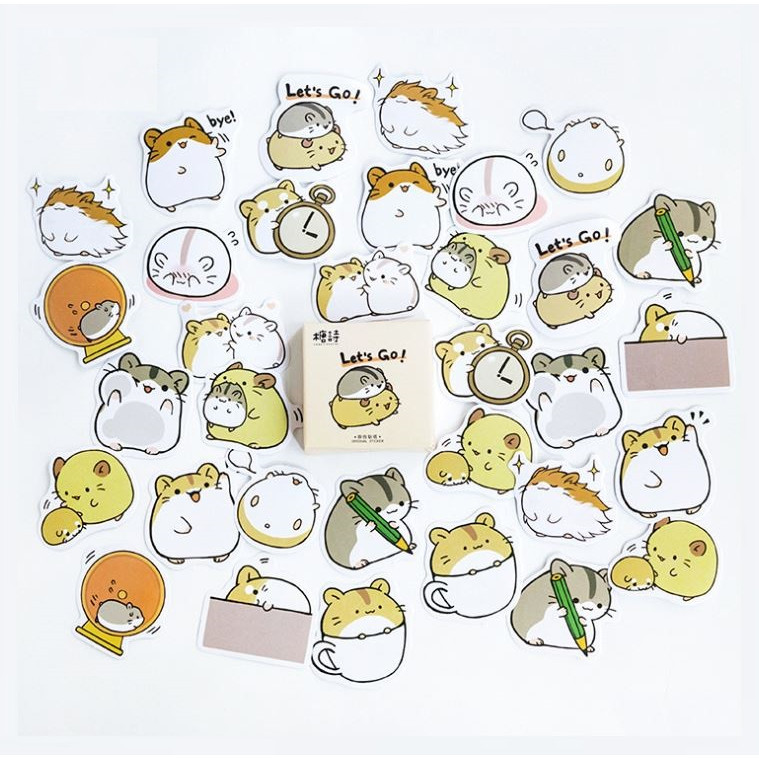 Set 30 Sticker Thỏ molang  ảnh decal hình dán ép lụa