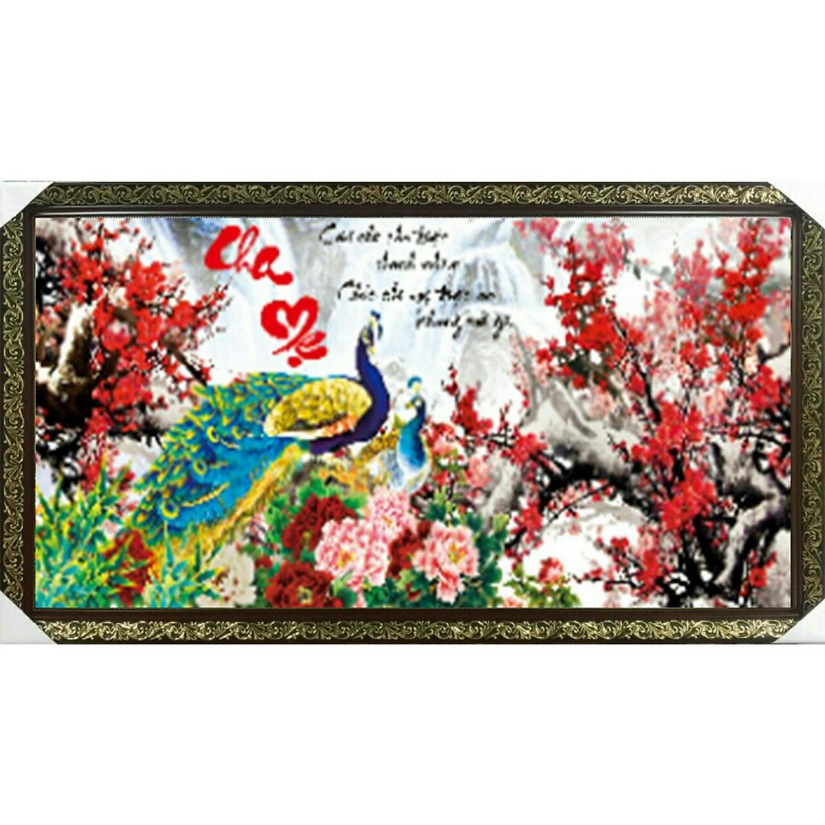 Tranh đính đá CHA MẸ - ĐÔI CÔNG  chưa đính