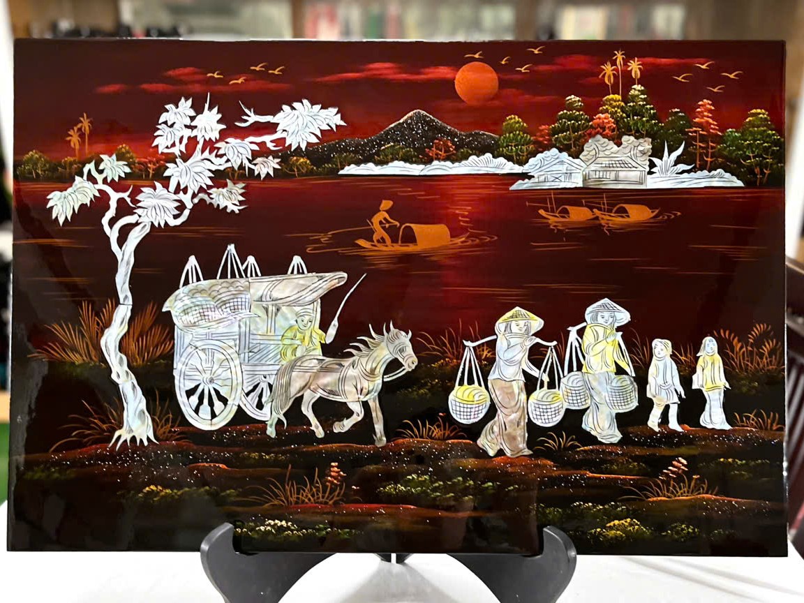 Tranh sơn mài - ĐỒNG QUÊ VIỆT NAM - Khảm cừ cao cấp, hàng xuất khẩu nhiều size