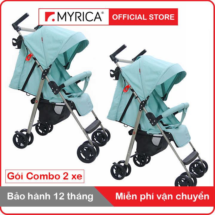 Bộ 2 Xe đẩy trẻ em đa năng gọn nhẹ Thời trang cho bé Màu xanh mint