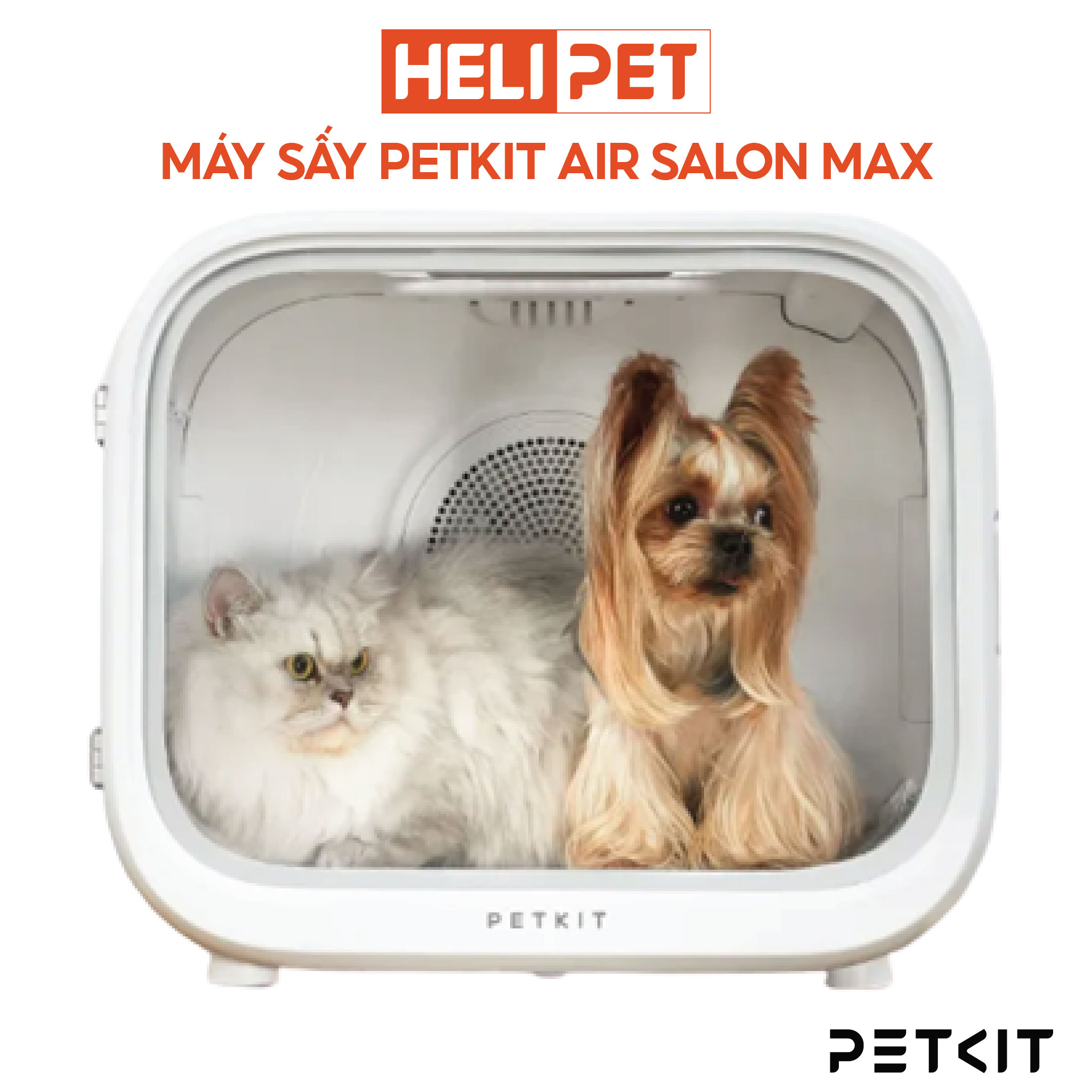 Lồng Sấy Tự Động Cho Chó Mèo, Máy Sấy Cho Chó Mèo Petkit Air Salon Max Pro Ozone- HeLiPet