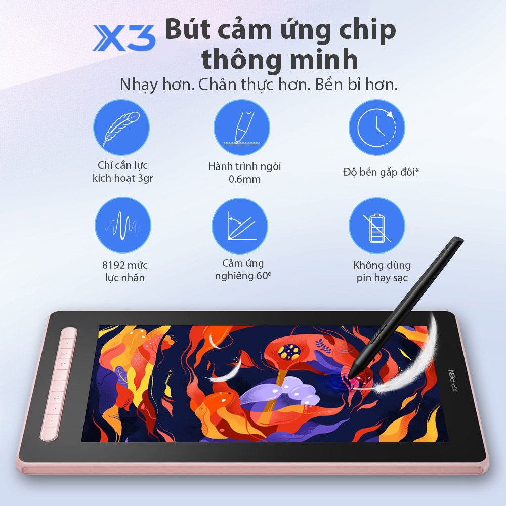 Bảng Vẽ Màn Hình XP-Pen Artist 16 Gen 2 Chip X3 Android 127% SRGB Cảm Ứng Nghiêng - Hàng Chính Hãng