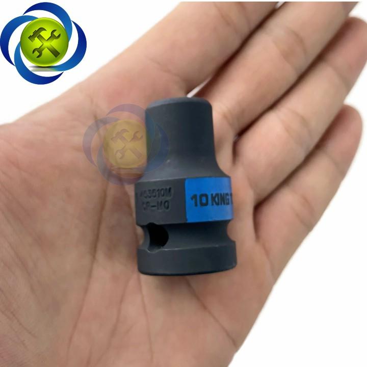 Tuýp 10mm 1/2 Kingtony 453510M loại ngắn 6 cạnh màu đen