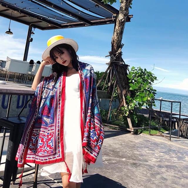 Khăn choàng du lịch biển khăn choàng boho in hoạ tiết thổ cẩm