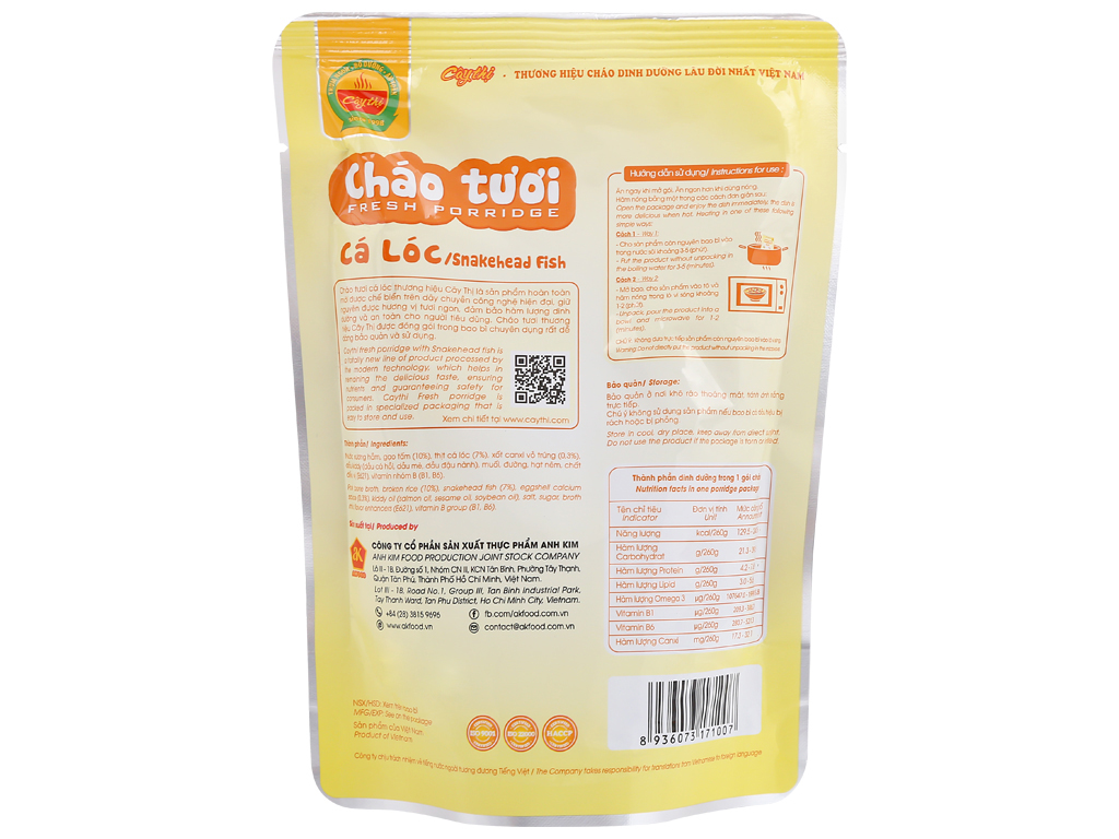 Cháo tươi cá lóc Cây Thị gói 260g