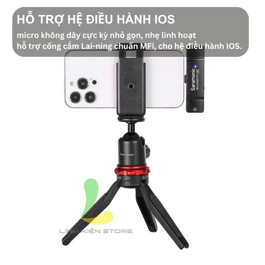 Micro thu âm không dây Saramonic Blink500 ProX B3 - Thiết bị ghi âm dành cho một người công Nghệ 2.4GHz hỗ trợ IOS - Hàng chính hãng