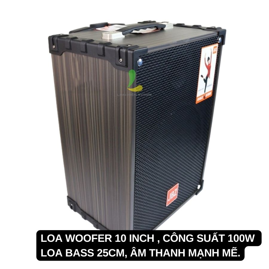 Loa kéo di động JBZ NE-107 - Loa karaoke thùng gỗ bọc simili bass 2.5 tấc, công suất 100w kèm micro không dây - Hàng nhập khẩu