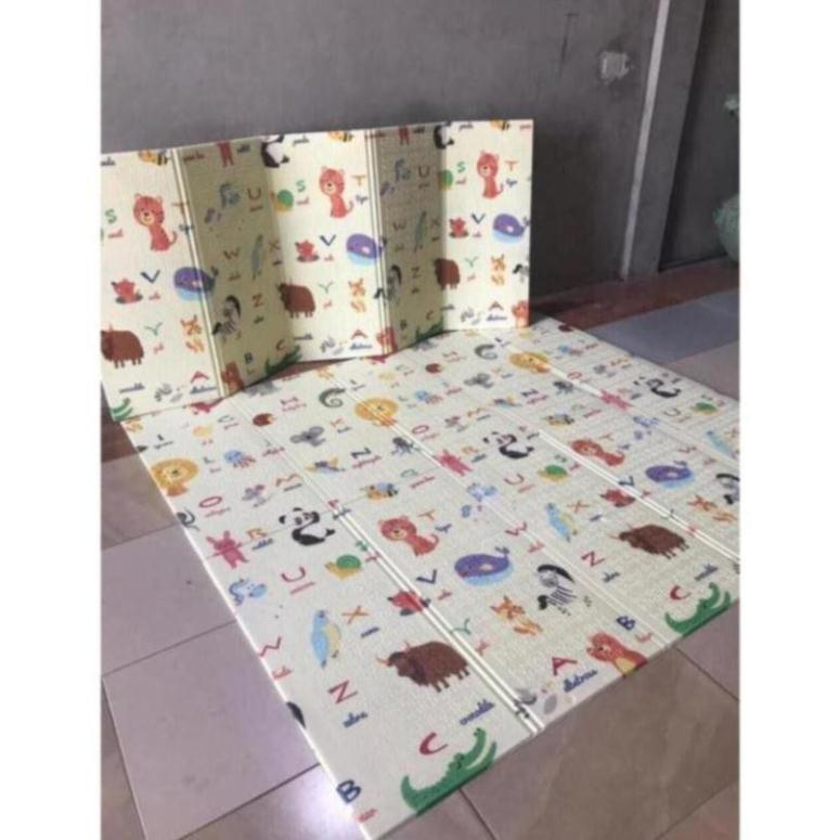 Thảm trải sàn xốp XPE 2 mặt phủ Silicone Hàn Quốc chống thấm tuyệt đối, chống ngã, cho bé tập bò kèm túi 1m8x2m