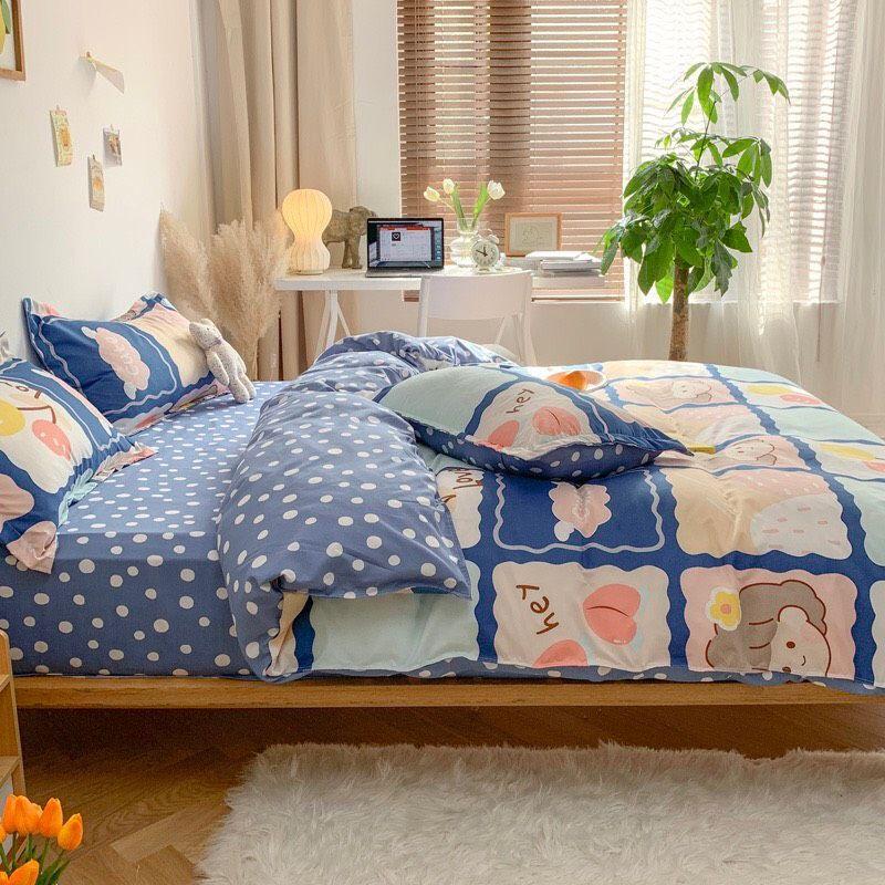 Bộ chăn ga gối bé tóc nâu Cotton Poly cao cấp GenZ Bedding, chăn ga Hàn Quốc, miễn phí bo chun ga giường theo yêu cầu