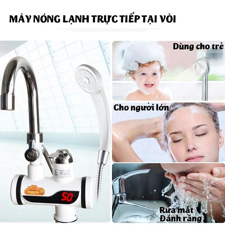 RE0379 Vòi nước nóng lạnh trực tiếp có chống giật kèm vòi sen -Vòi nóng lạnh-Vòi rửa chén nóng lạnh-Vòi lavabo