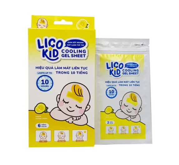 DÁN HẠ SỐT NHANH, GIẢM ĐAU, CHÙM MÁT LẠNH LICO KID CHANH - Hộp 6 Miếng