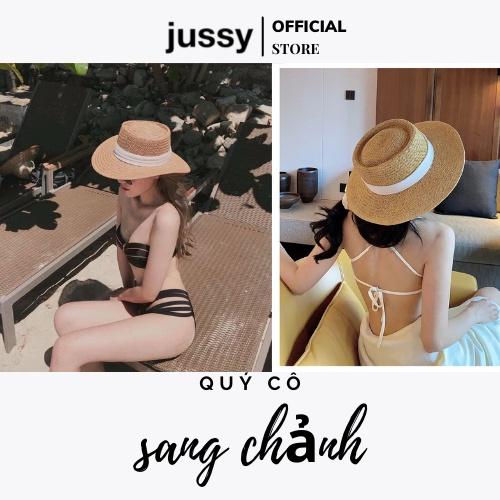 Mũ Cói Đi Bển Jussy Fashion Nón Cói Rộng Vành Chất Cói Tự Nhiên, Mũ Gaucho Sang Chảnh Đóng Hộp To Giữ Form Nón