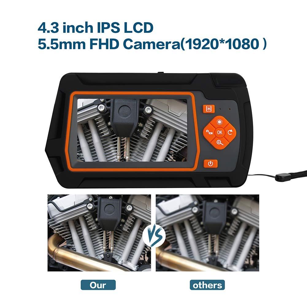 Máy ảnh nội soi công nghiệp ống kính kép 4,5mm 5,5mm 1080p với 4,3 "Borescope ô tô màn hình IPS để kiểm tra đường ống xe hơi