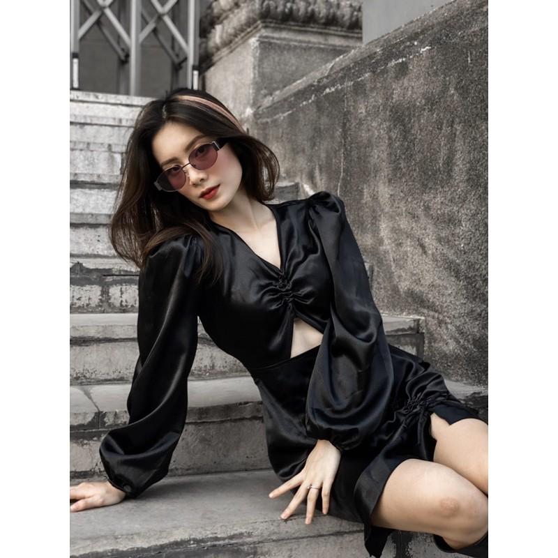 Váy lụa rút dây Blancy