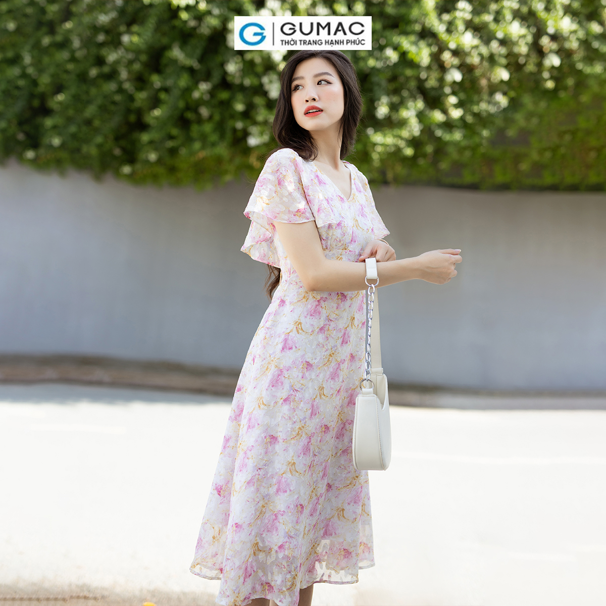 Đầm hoa phối bèo GUMAC DD08069