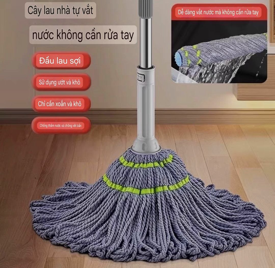 CÂY LAU SỢI VẮT TRỢ LỰC TỰ HÃM THÔNG MINH CÂY LAU MOP SỢI LAU SIÊU THẤM MỀN MẠI VÀ BỀN KHÁNG KHUẨN HÀNG XUẤT KHẨU CAO CẤP - MHW007K65QN