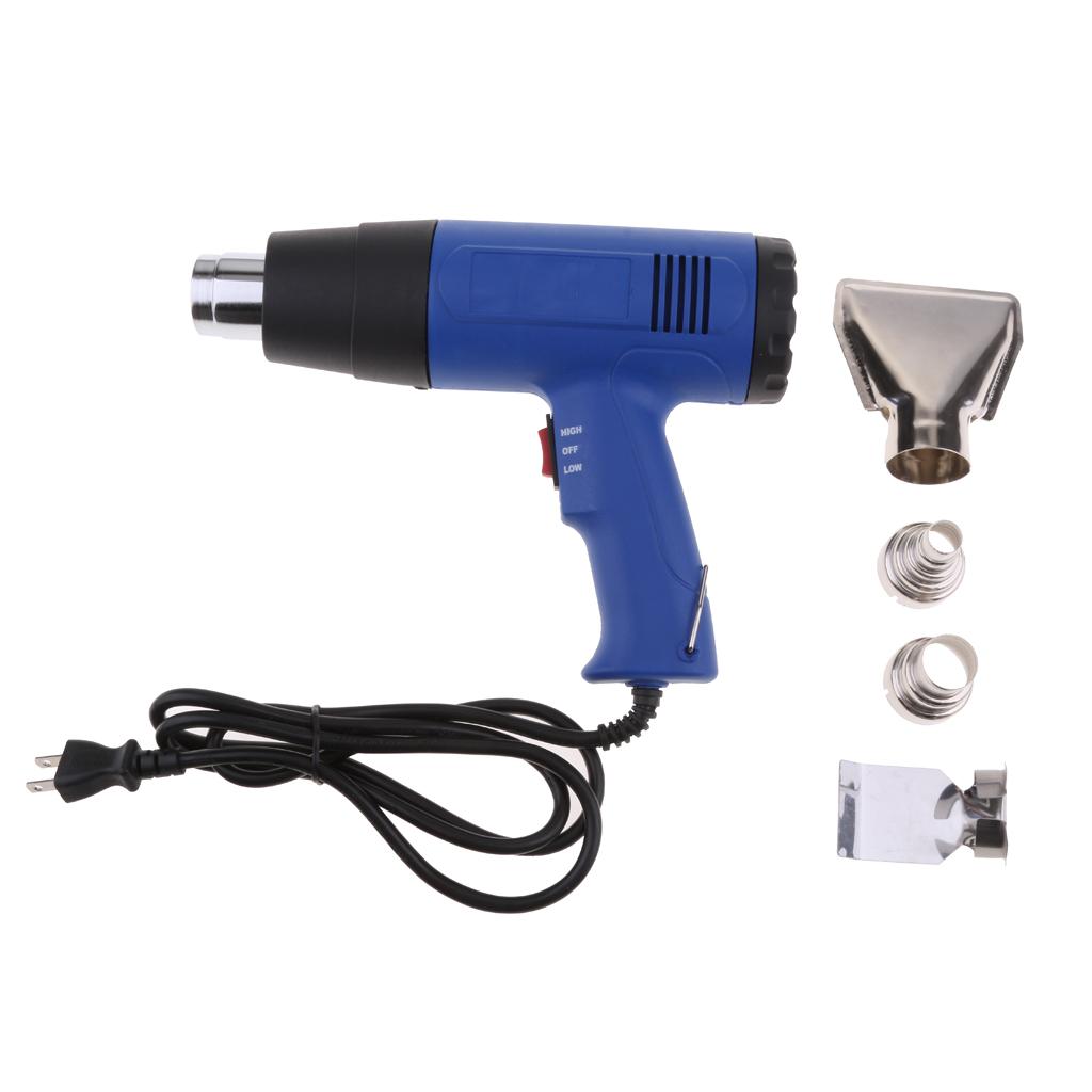 1600W Hot Air Heat Gun Dual Temperature Paint Stripper DIY Tool +4 Nozzle US