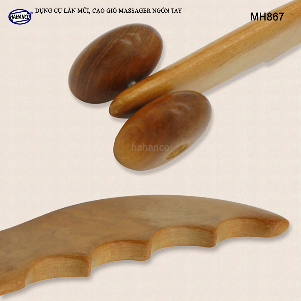 Dụng cụ lăn mũi và Mát xa ngón tay, cạo gió ấn huyệt bằng Gỗ Bách Xanh hình răng cưa Chăm sóc sức khỏe