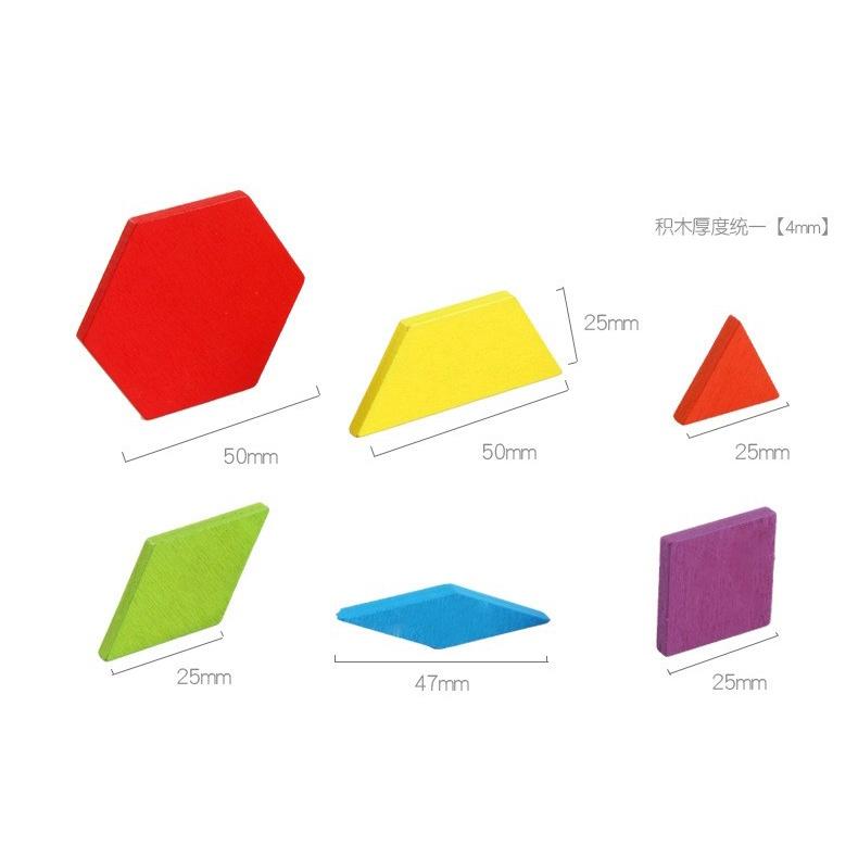 Ghép hình Pattern Block Montessori 155 chi tiết cho bé sáng tạo - Đồ chơi ghép hình Tangram