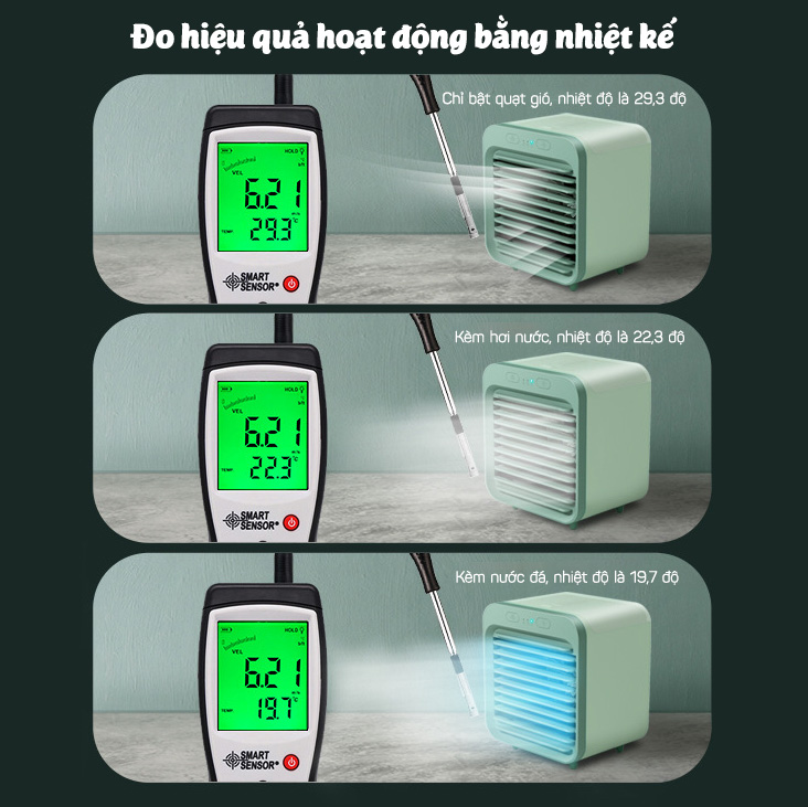 Quạt đá điều hòa phun sương Jatek SL-08 Quạt hơi nước mini để bàn làm mát 8-10 độ dùng pin sạc 8-10 tiếng