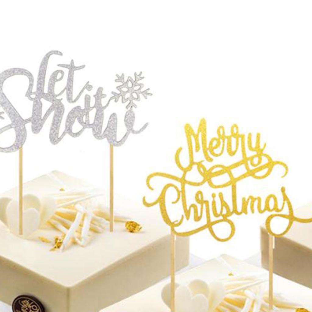 6 Christmas Cake Topper Picks Photo Christmas Party Supplies Cake Decoration