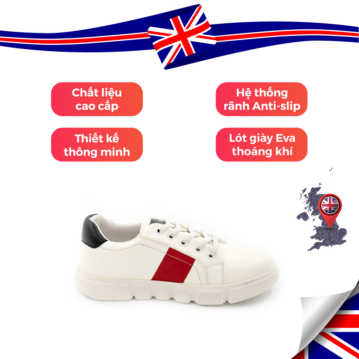 Giày Thể Thao Sneaker Bé Trai Bé Gái Đi Học Cổ Thấp Crown Space UK Active Trẻ em Cao Cấp CRUK252 Siêu Nhẹ Êm Size 28-35/2-14 Tuổi