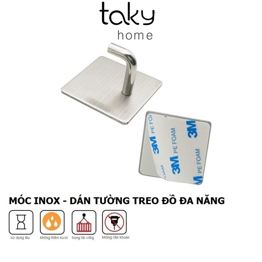 Móc Inox Treo Đồ Đa Năng Tiện Dụng, Móc Dán Tường Chịu Lực, Móc Dính Tường Treo Đồ Dùng Phòng Tắm, Khu Bếp, TakyHome 2005