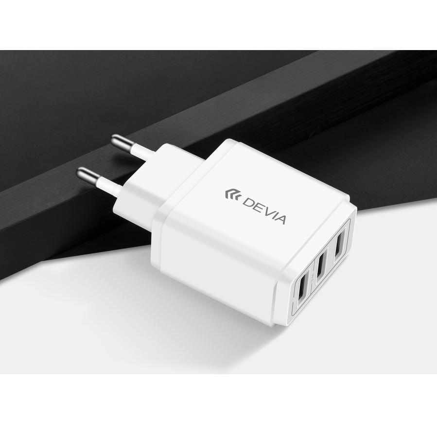 Củ sạc nhanh smart Devia 3 cổng USB - Hàng chính hãng