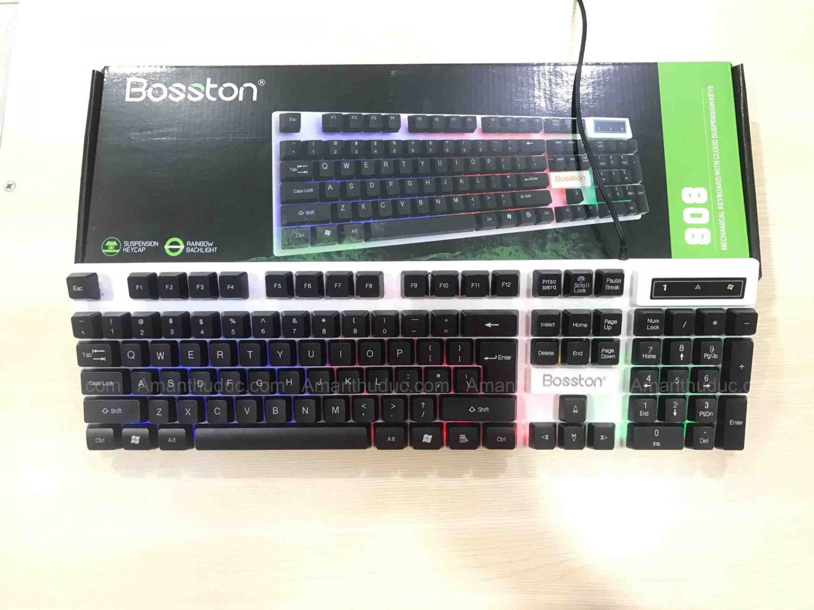 Bàn Phím Chuyên Game Giả Cơ Led Bosston 808 - Hàng Chính Hãng