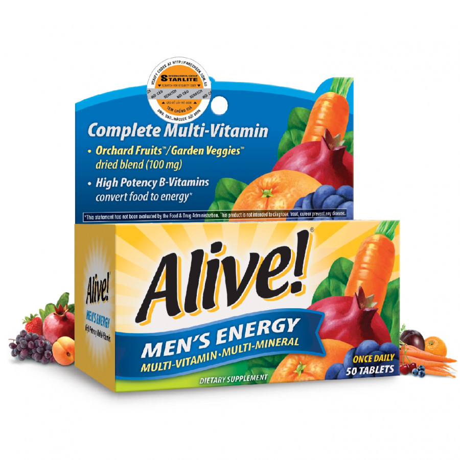 Thực Phẩm Chức Năng Vitamin Tổng Hợp Nam Giới Alive Men's Energy, 50 Viên