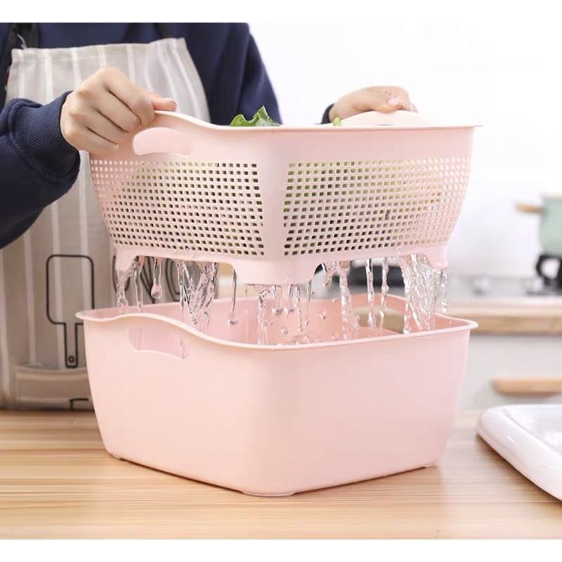 Rổ nhựa 2 lớp hình vuông ,rổ đựng rau củ quả hàng xuất Nhật cao cấp 1320