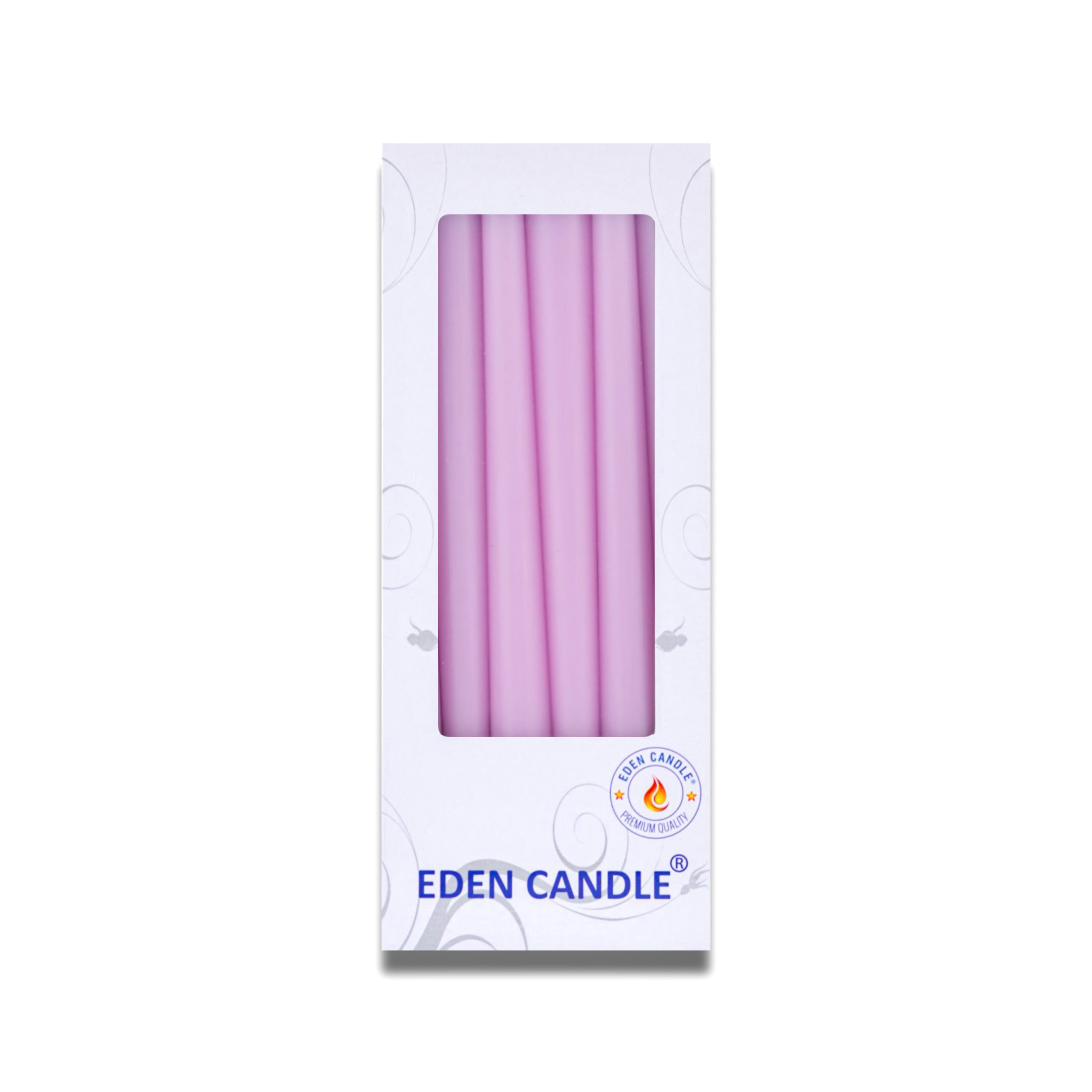 [Hộp 6 nến] Nến thơm taper Eden Candle FTRAMART EDC2331 (Tím phấn), cao 25 cm, phù hợp tất cả các chân nến theo tiêu chuẩn nến taper