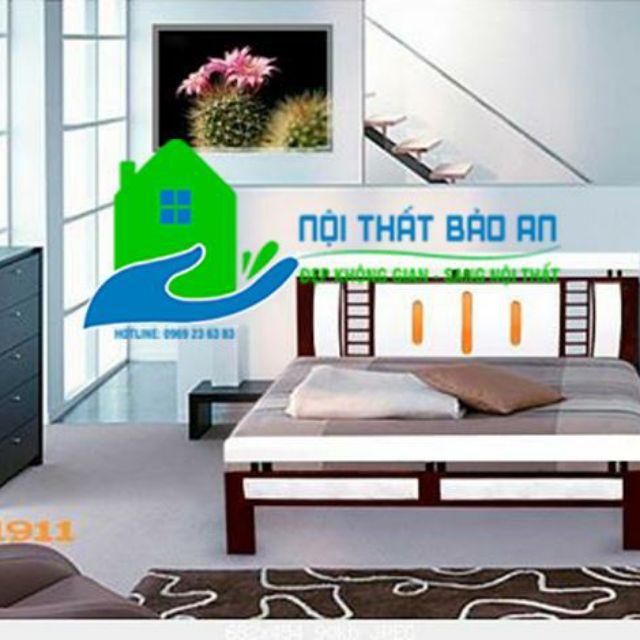 Giường sắt kiểu gỗ ống tròn kích thước 1m6