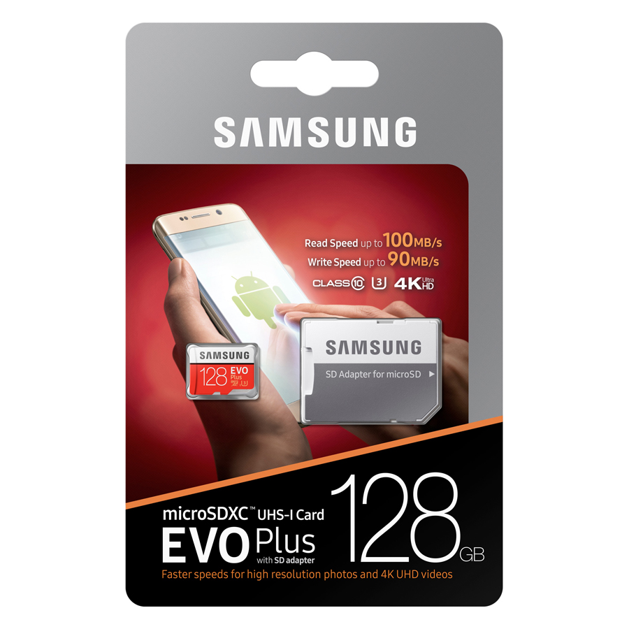 Thẻ Nhớ Micro SDXC Samsung Evo Plus 128GB UHS-I U3 100MB/s - Model 2017 Đỏ - Hàng Nhập Khẩu