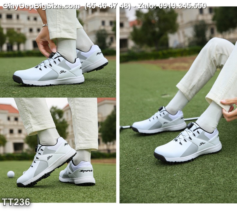 Giày chơi gôn, giầy tập Golf cỡ lớn 45 46 47 48 cho nam cao to chân ú bè. Big size golf shoes for wide feet