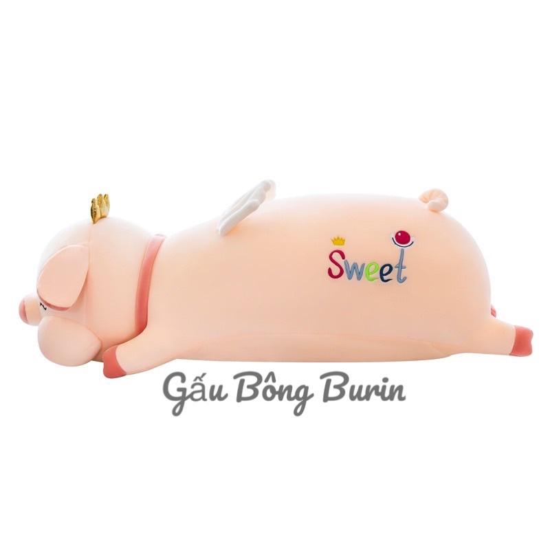 Gấu bông heo vương miệng nằm, heo bông sweet cao cấp