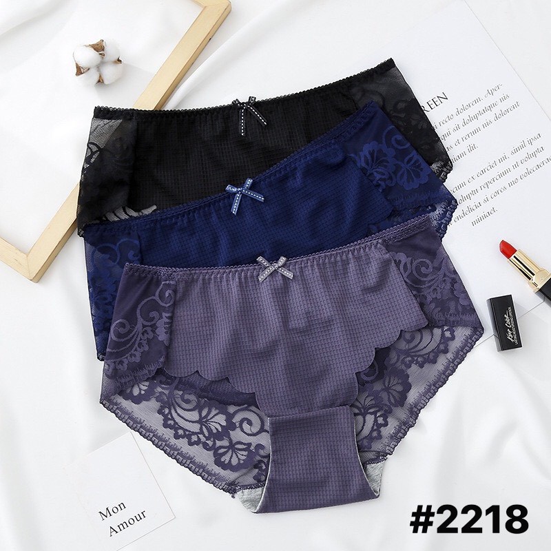 COMBO 3 QUẦN LÓT SU GÂN PHỐI REN SIÊU ĐẸP - 2218
